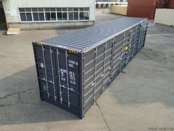 40ft-high-cube-open-side-shipping-container-new-grey-corner-right-top 40 Fuß Neu High-Cube Seitentür-Container