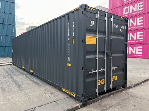 40ft-shipping-container-high-cube-double-door-new-grey-corner-left-back-1200x900 40 Fuß Neu High-Cube Double-Door Container
