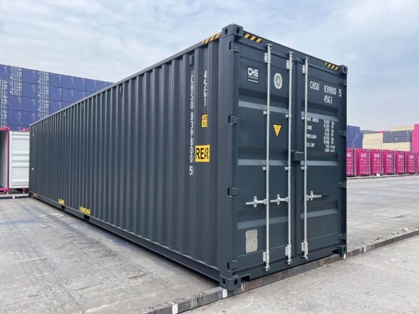 40ft-shipping-container-high-cube-double-door-new-grey-corner-left-front-2-1200x900 40 Fuß Neu High-Cube Double-Door Container
