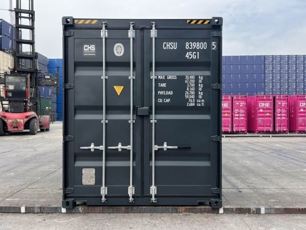 40ft-shipping-container-high-cube-double-door-new-grey-front-1200x900 40 Fuß Neu High-Cube Double-Door Container